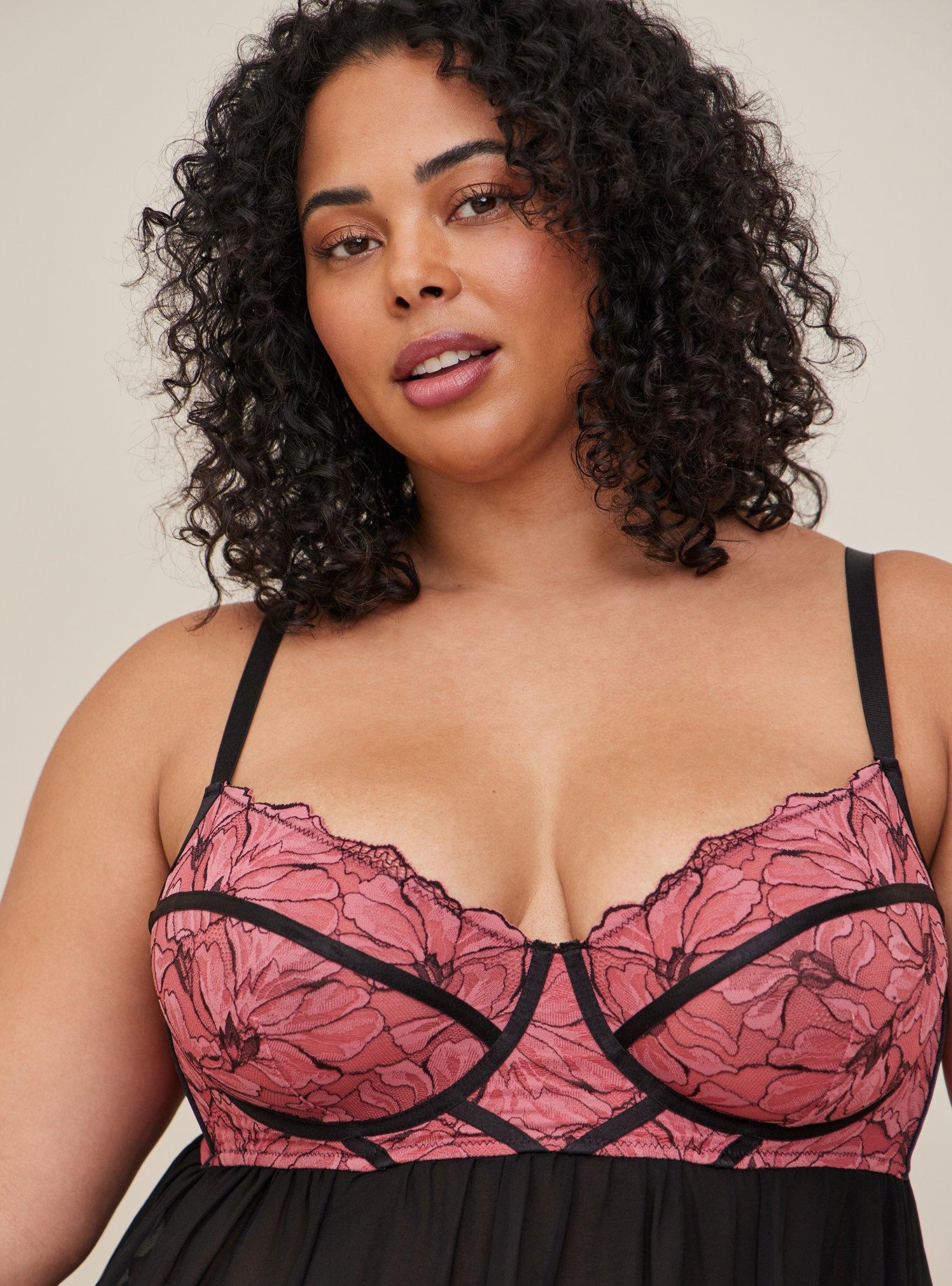 Plus Size - Underwire Babydoll - Lace Red & Gold - Torrid