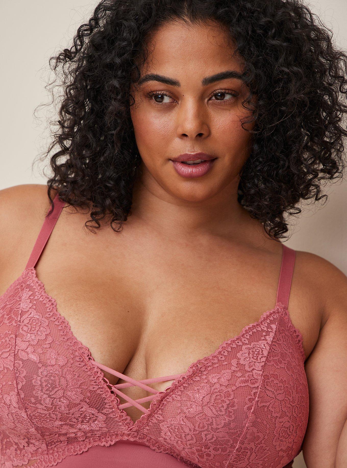 Unlined Lace Longline Bralette, MAUVEWOOD PINK, alternate