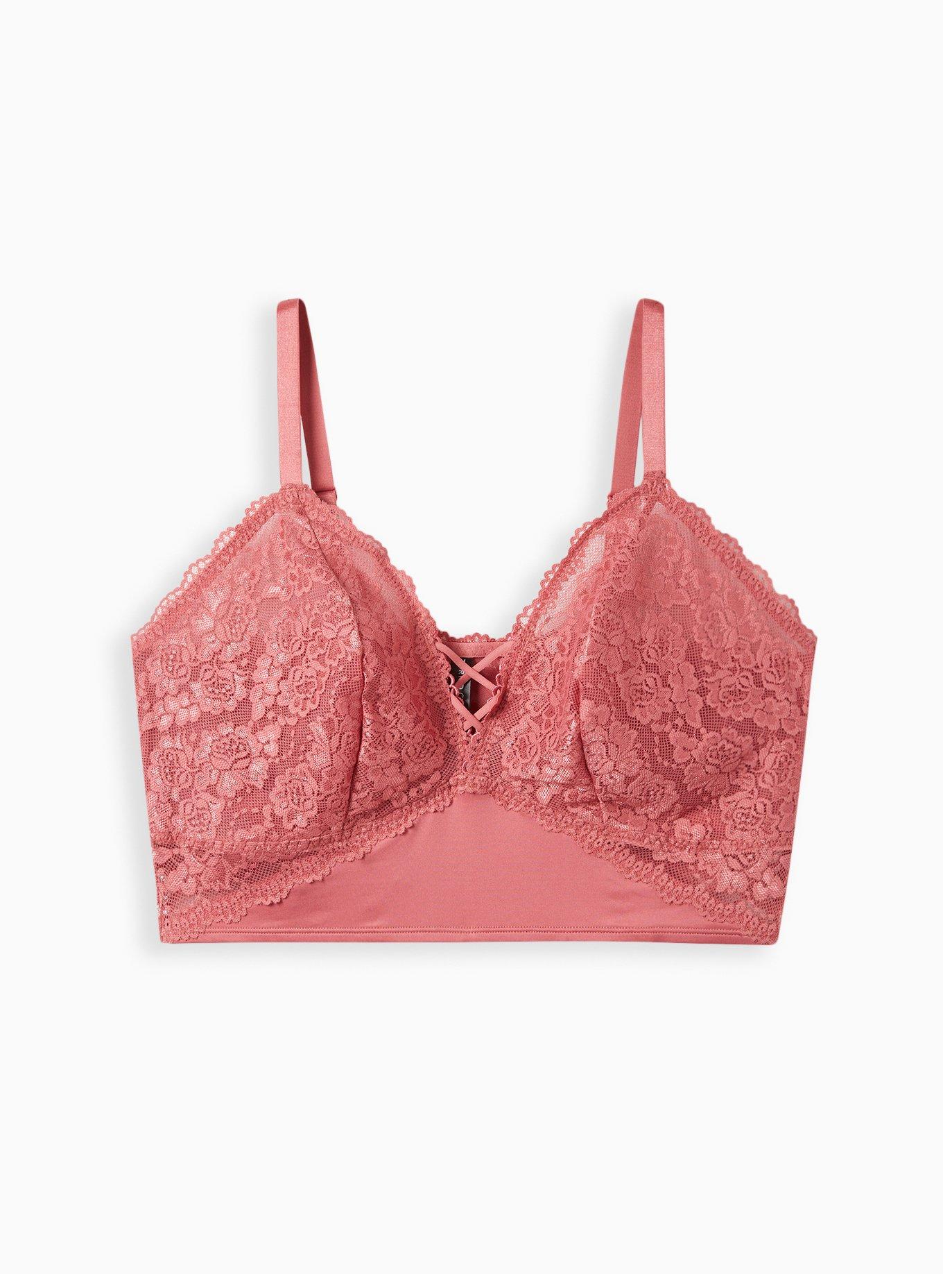 Unlined Lace Longline Bralette, MAUVEWOOD PINK, hi-res