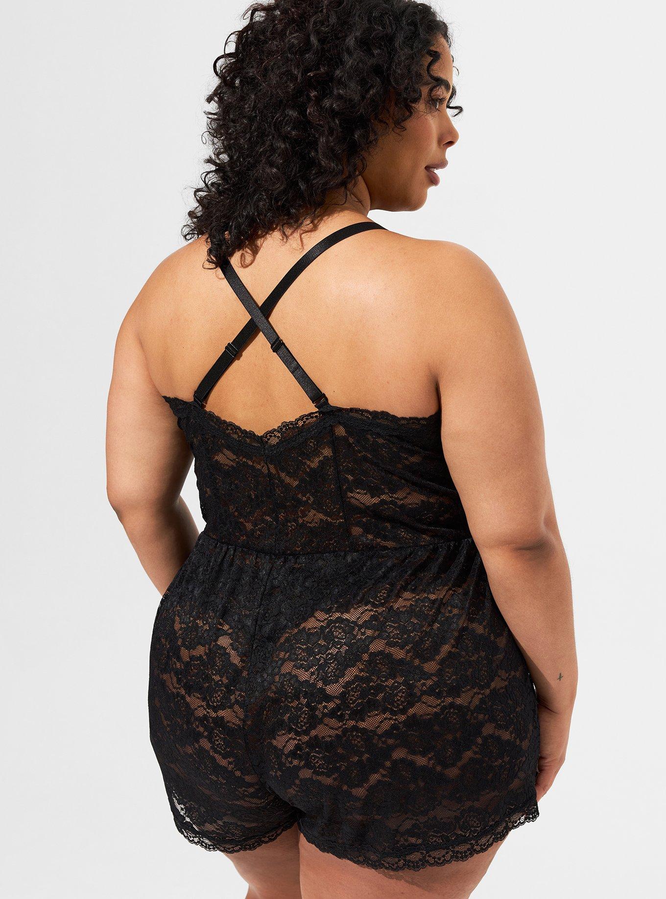 Plus size 2025 black lace romper