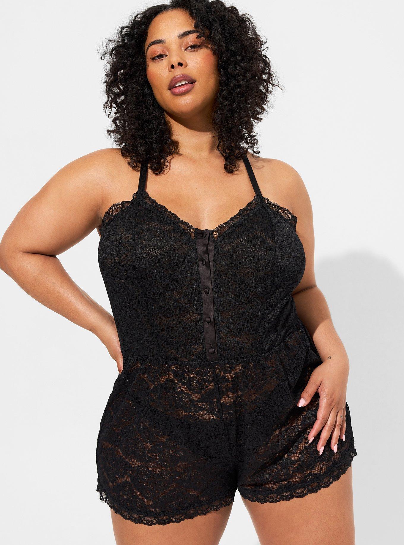 Plus size outlet lace romper dress