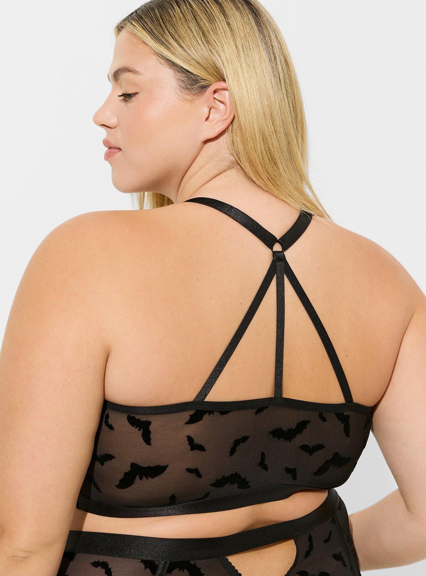 Flocked Mesh Bralette, STORMY BATS, alternate