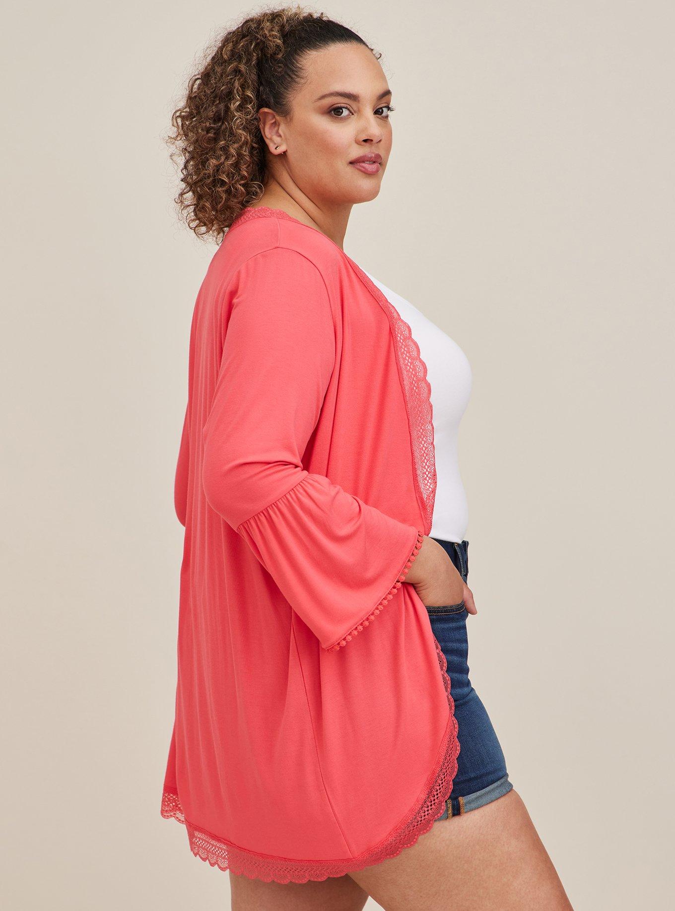 Ruffled Bell Sleeve Cardigan (Plus)