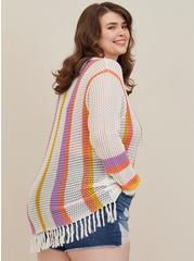 Plus Size Open Stitch Pullover Sweater, WHITE, alternate