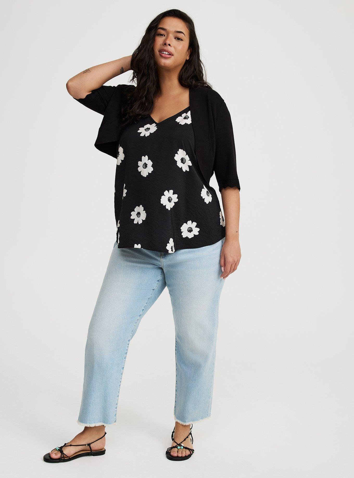 Scalloped Crop Sweater Shrug