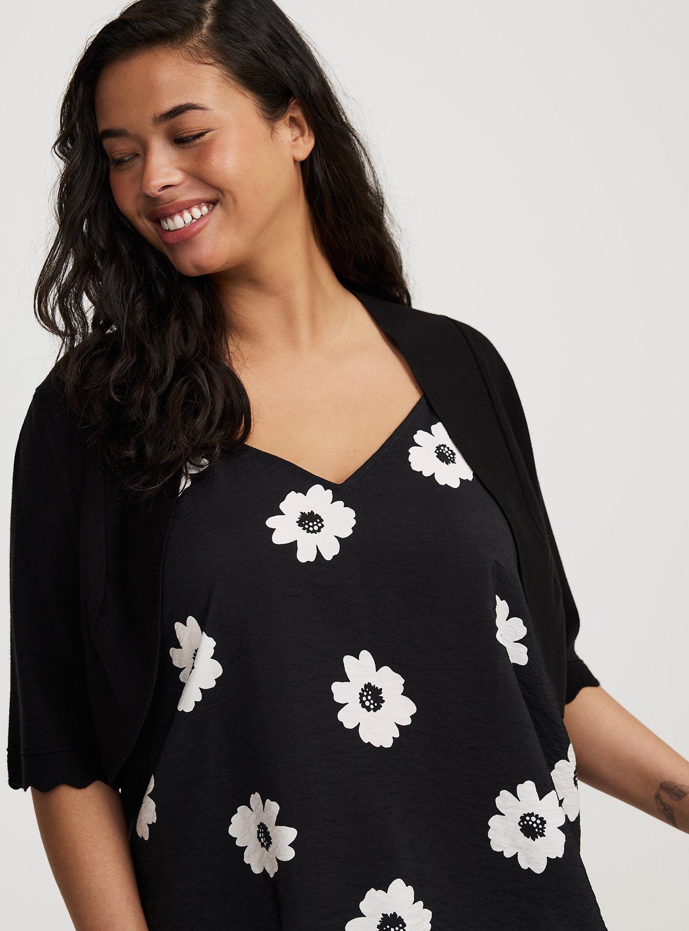 Scalloped Crop Sweater Shrug