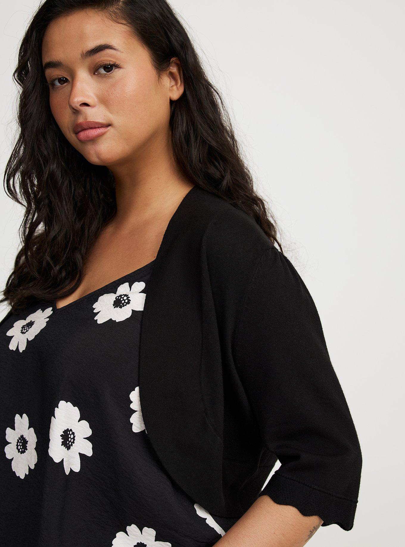 Scalloped Crop Sweater Shrug