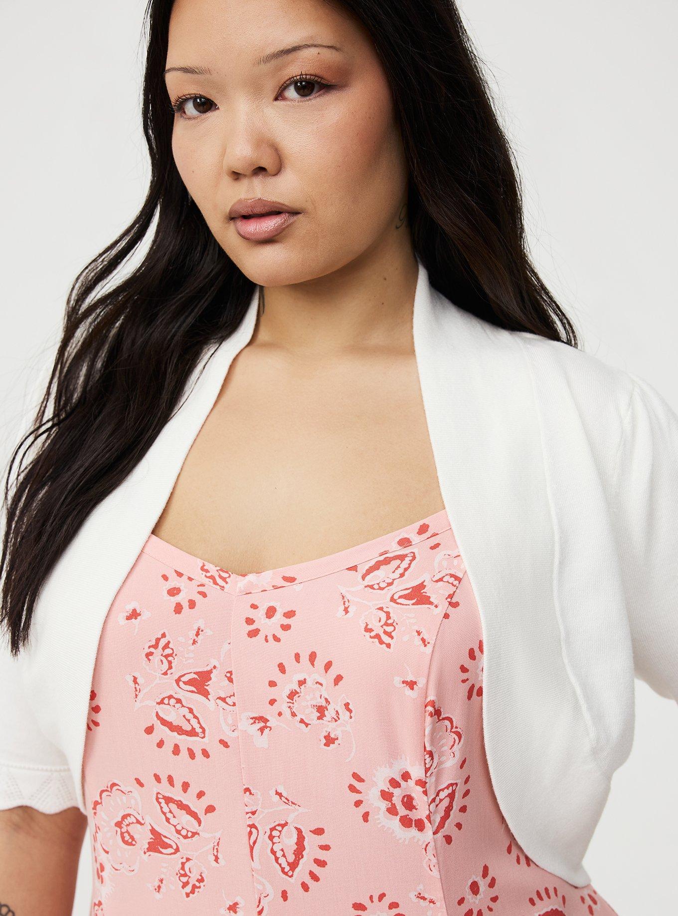 Scalloped Crop Sweater Shrug, WHISPER WHITE, alternate