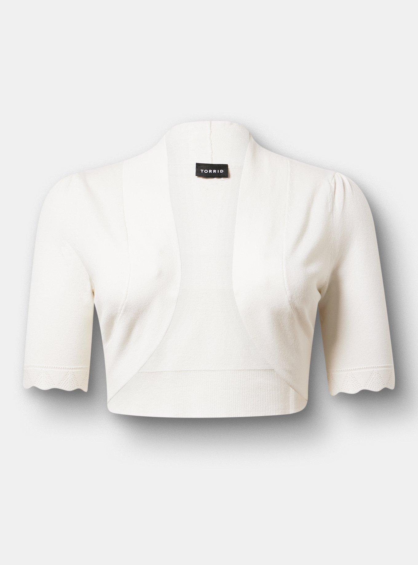 Scalloped Crop Sweater Shrug, WHISPER WHITE, hi-res