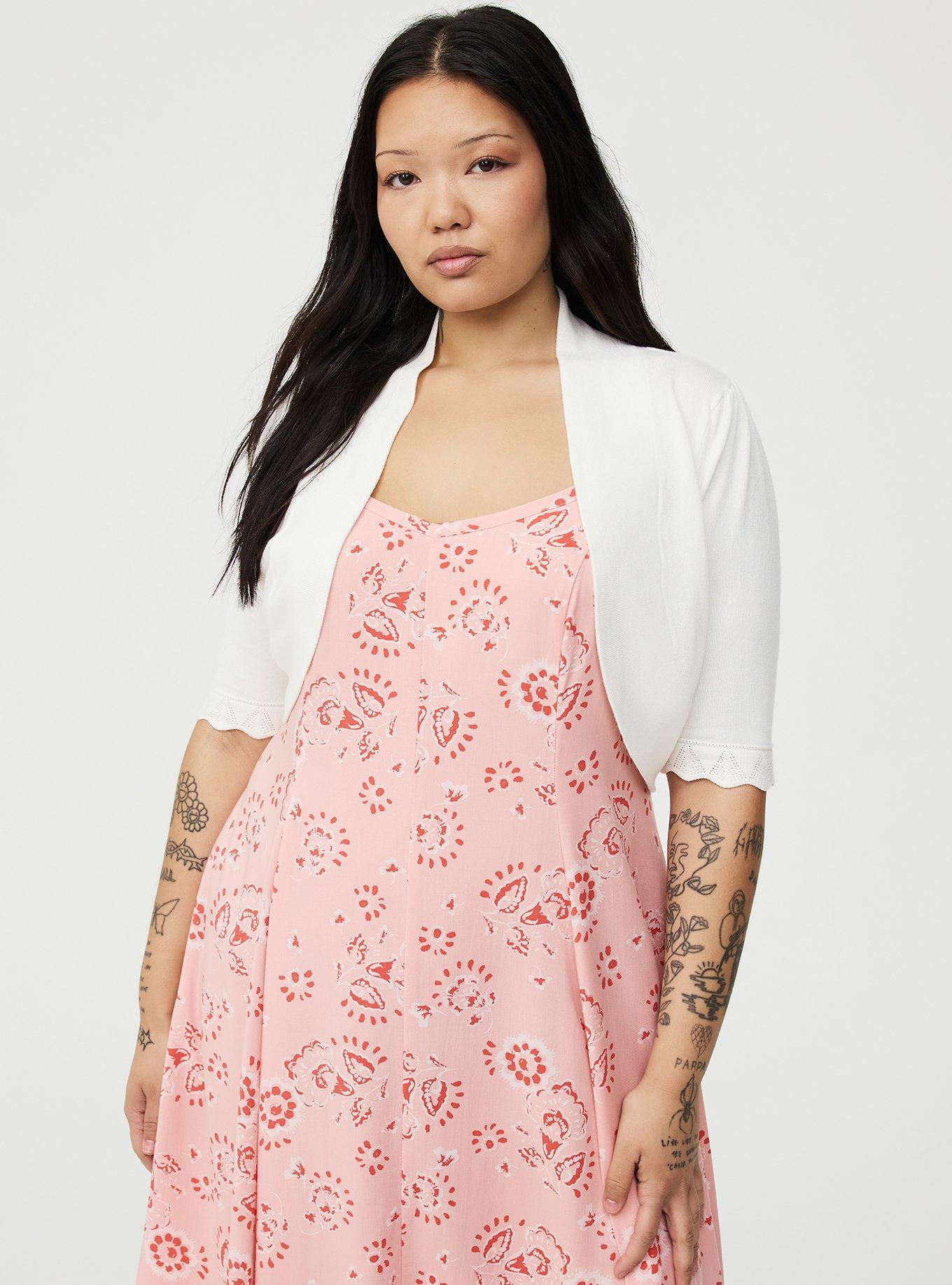 Scalloped Crop Sweater Shrug, WHISPER WHITE, hi-res