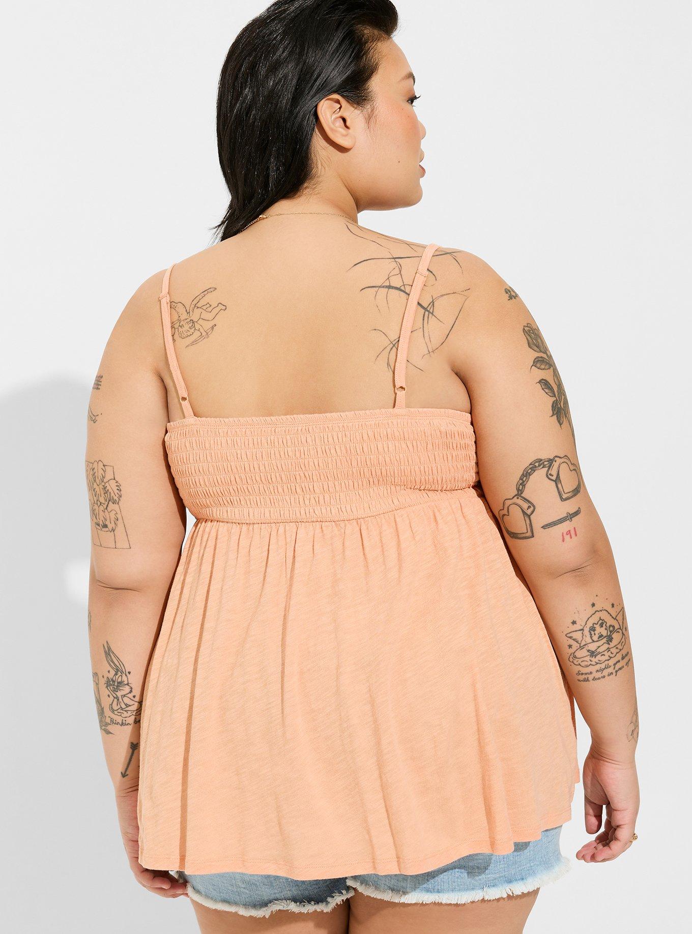 Plus Size - V-Neck Smocked Babydoll Tank - Torrid