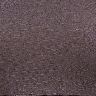 Babydoll Feather Soft Slub Crew Neck Embroidered Tie Back Top, GREY, swatch