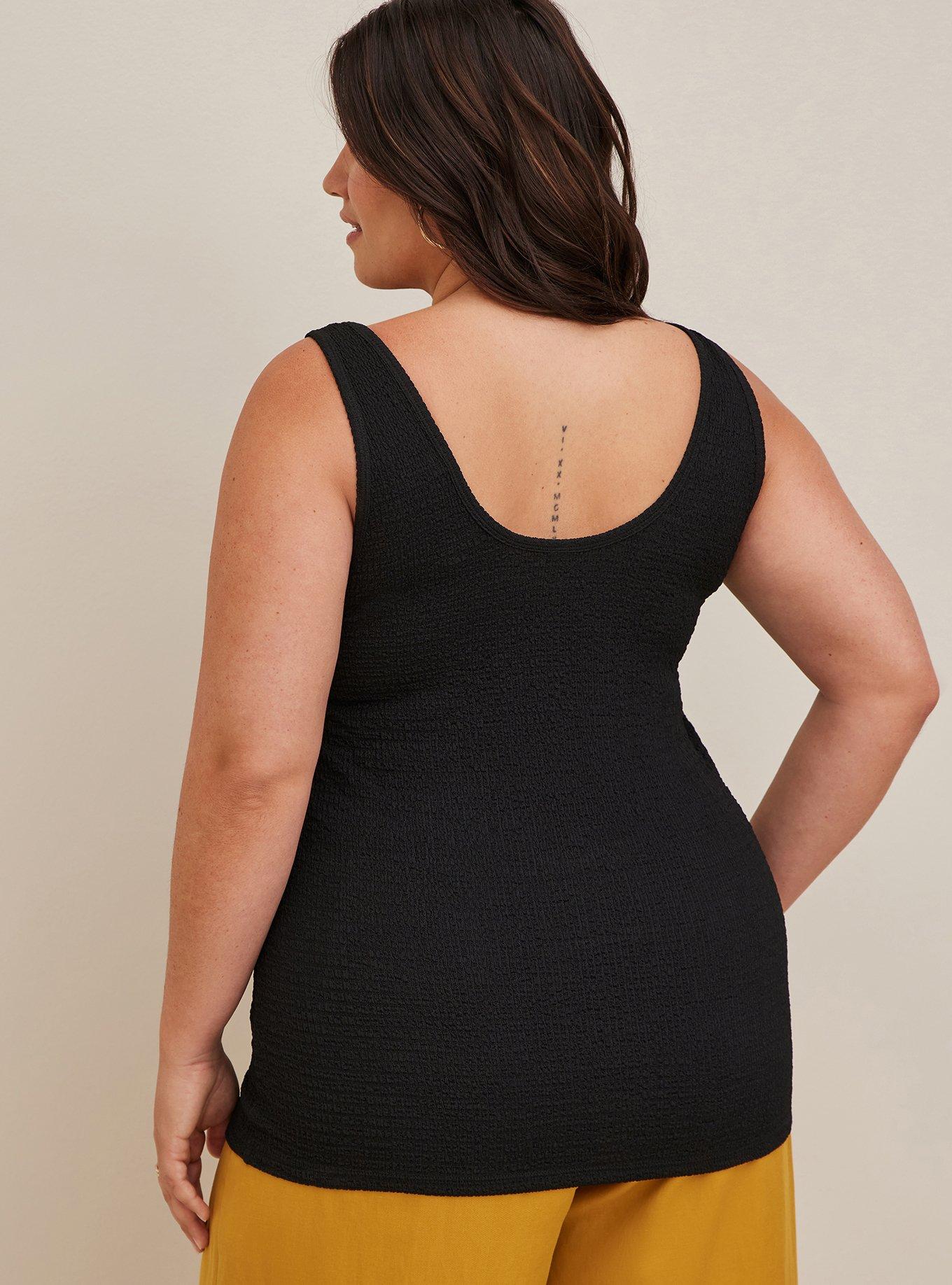 Plus Size - Knit Smocked Double Scoop Neck Tank - Torrid