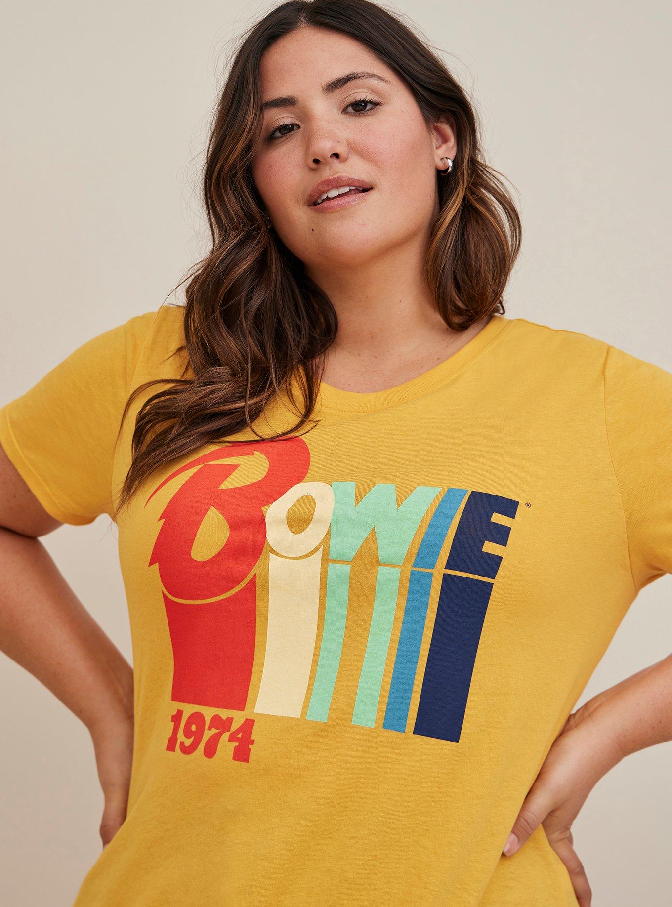 Plus Size David Bowie Split Side Tunic Tee - Cotton-Blend Golden Yellow, GOLDEN YELLOW, alternate
