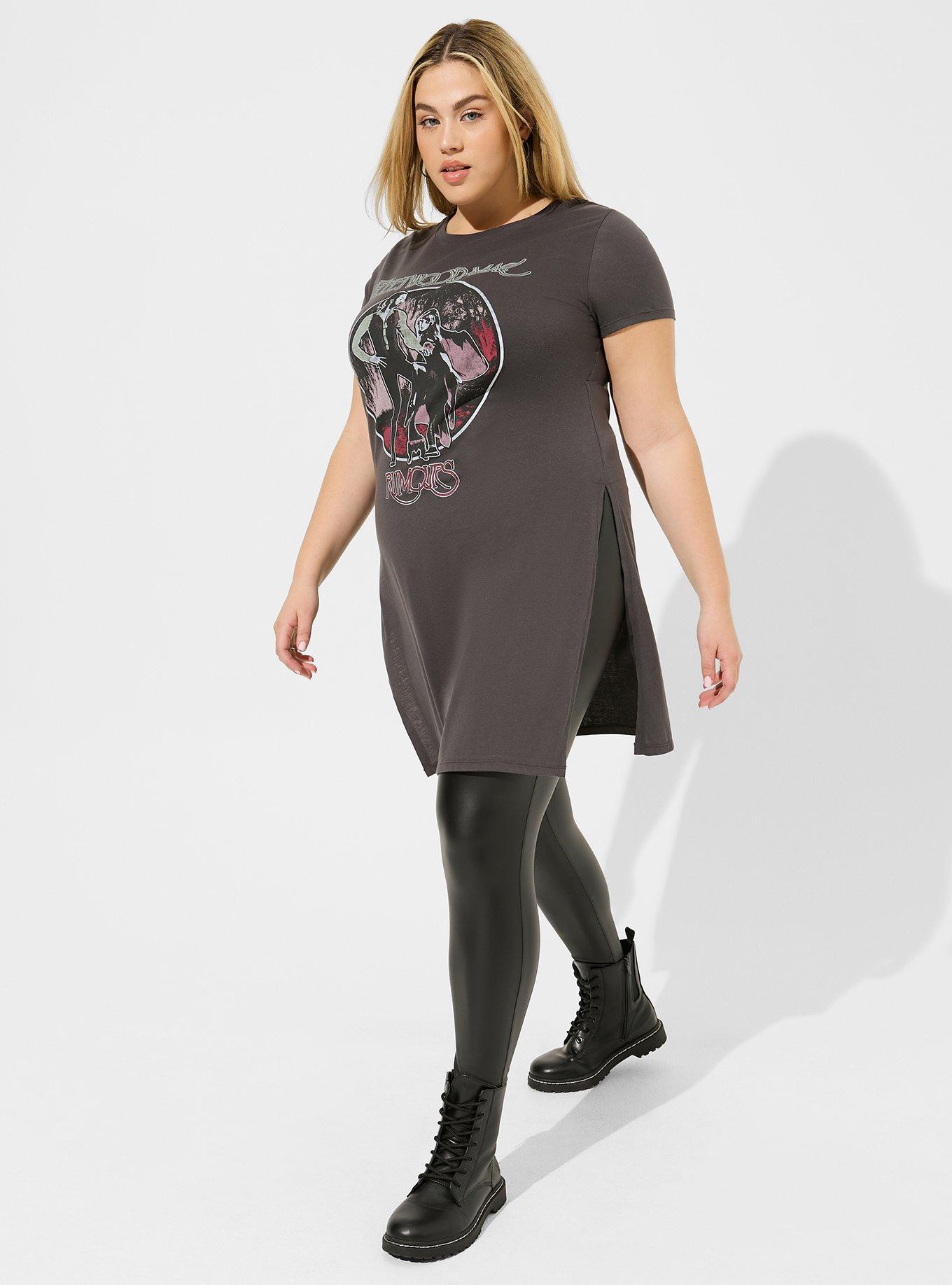 Plus Size - Fleetwood Mac Split Tunic Tee - Cotton Vintage Black