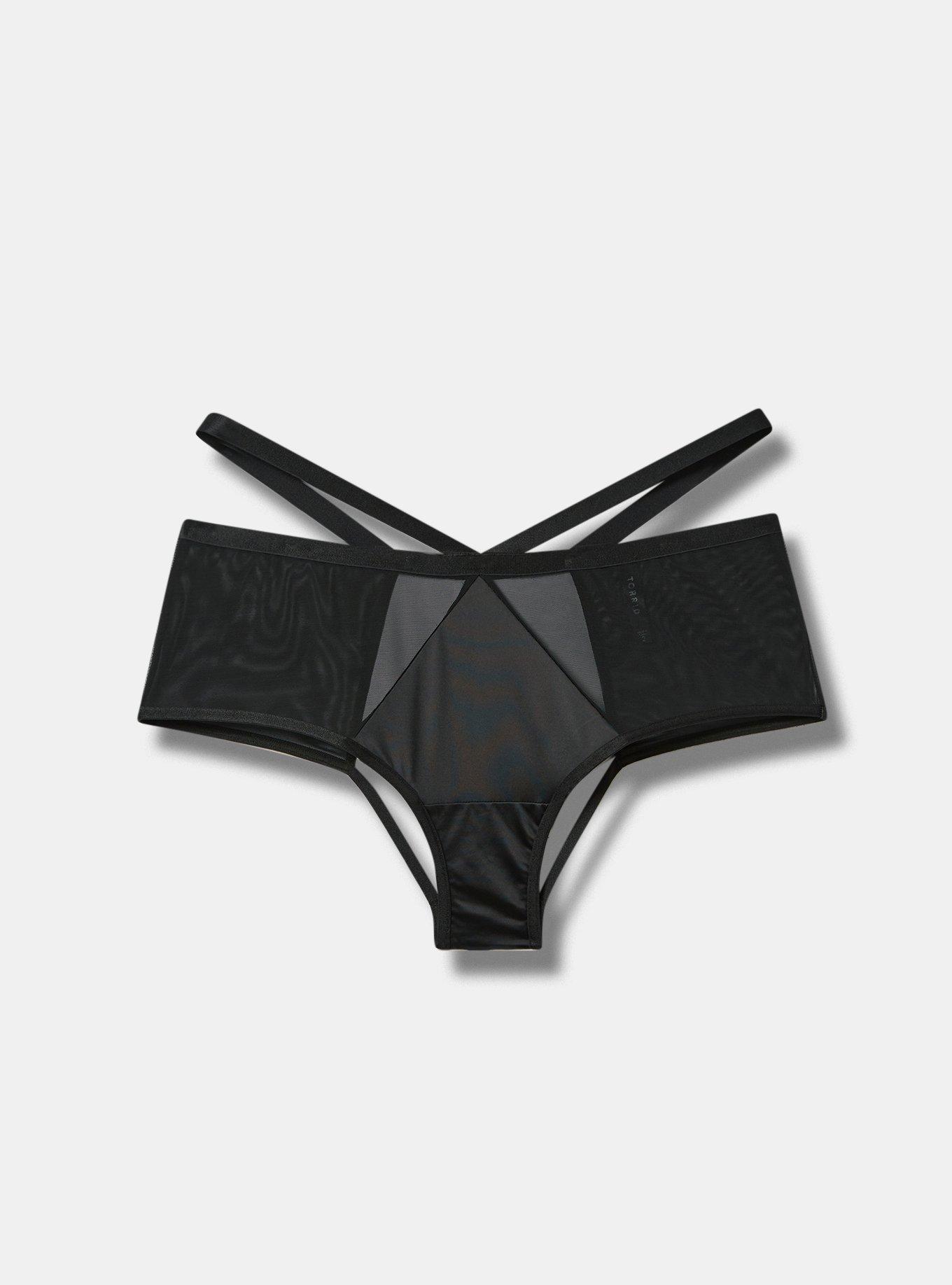 Torrid Silky Black G-string Panty with Black Lace Trim Plus Size 4X, 26