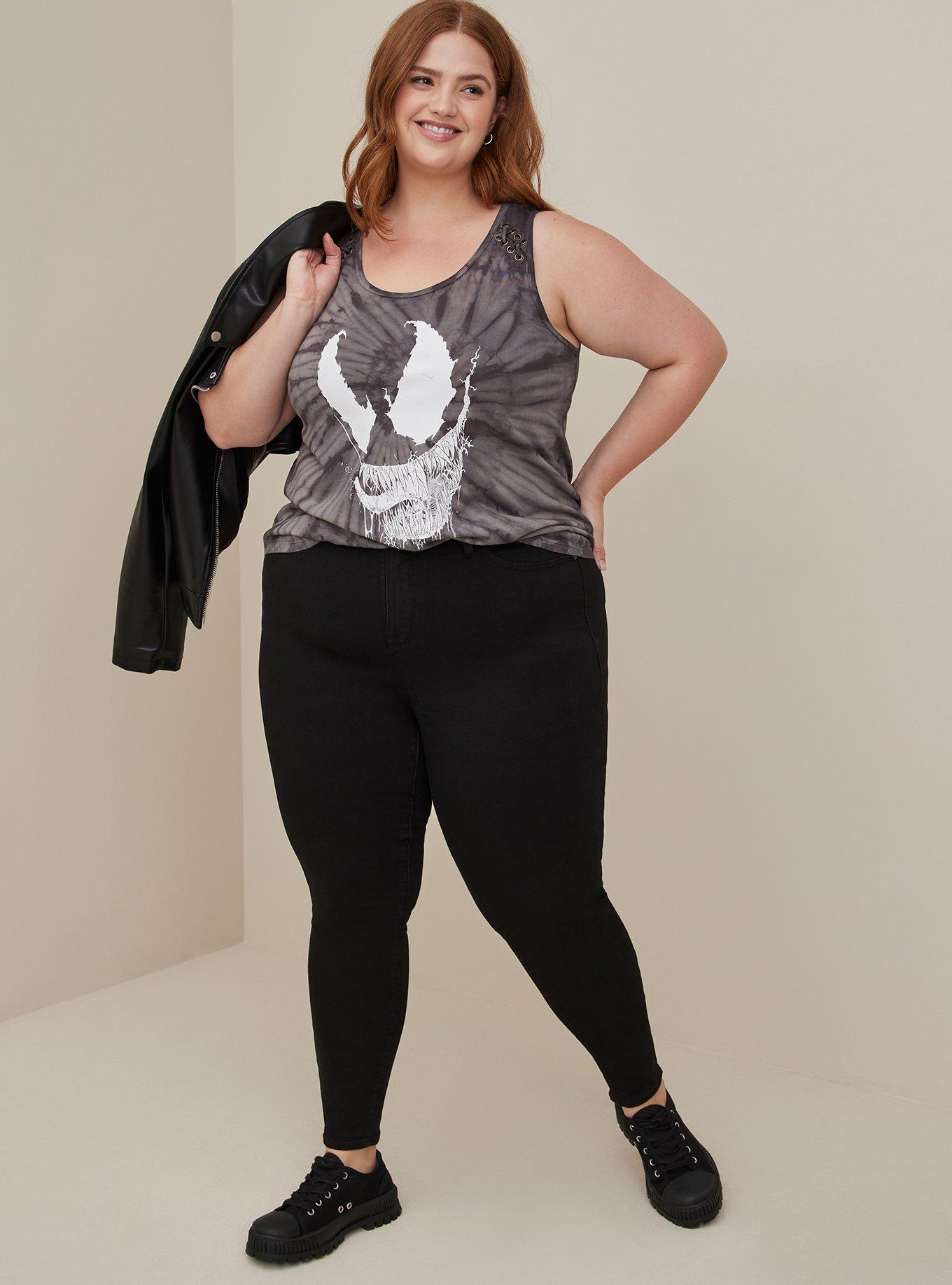 Marvel Venom Cross Front Tank - Cotton Tie Dye Grey, GREY, alternate