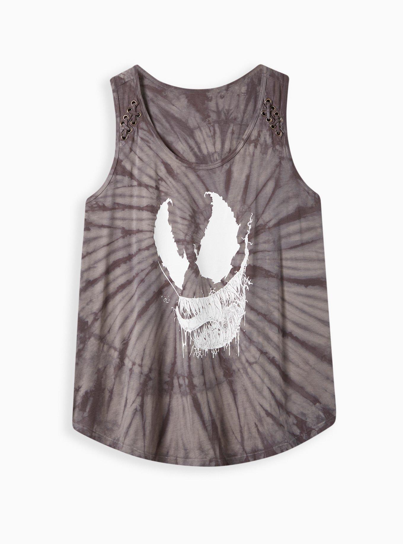 Marvel Venom Cross Front Tank - Cotton Tie Dye Grey, GREY, hi-res