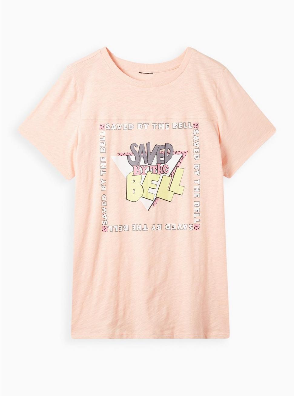 Plus Size Universal Saved By The Bell Classic Crew Top - Cotton Peach, GREY, hi-res