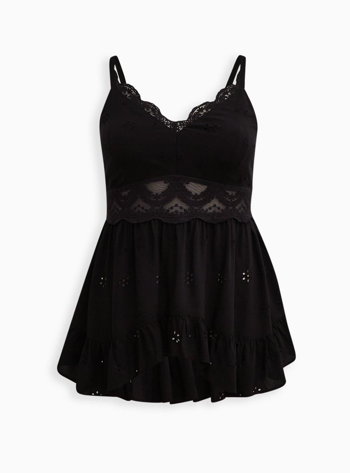 Plus Size - Babydoll Eyelet With Lace Detail Top - Torrid