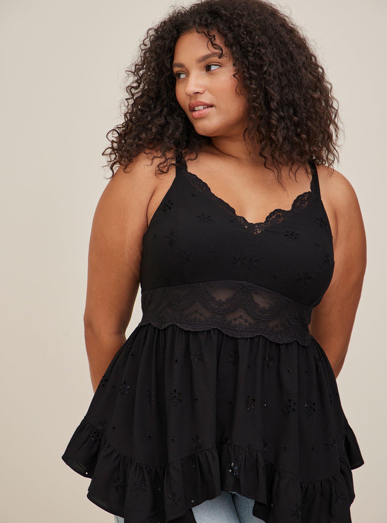 Torrid Babydoll Lace V-Neck Sleeveless Tank Top Blouse Shirt