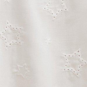 Plus Size Ruffle Mock Neck Tank - Challis Embroidered White Stars, CLOUD DANCER, swatch