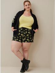 Plus Size LoveSick Pull-On Short - French Terry Daisy Black, BLACK FLORAL, hi-res