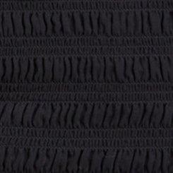 Plus Size Crinkle Chiffon Smocked Waist Off-Shoulder Crop Top, DEEP BLACK, swatch