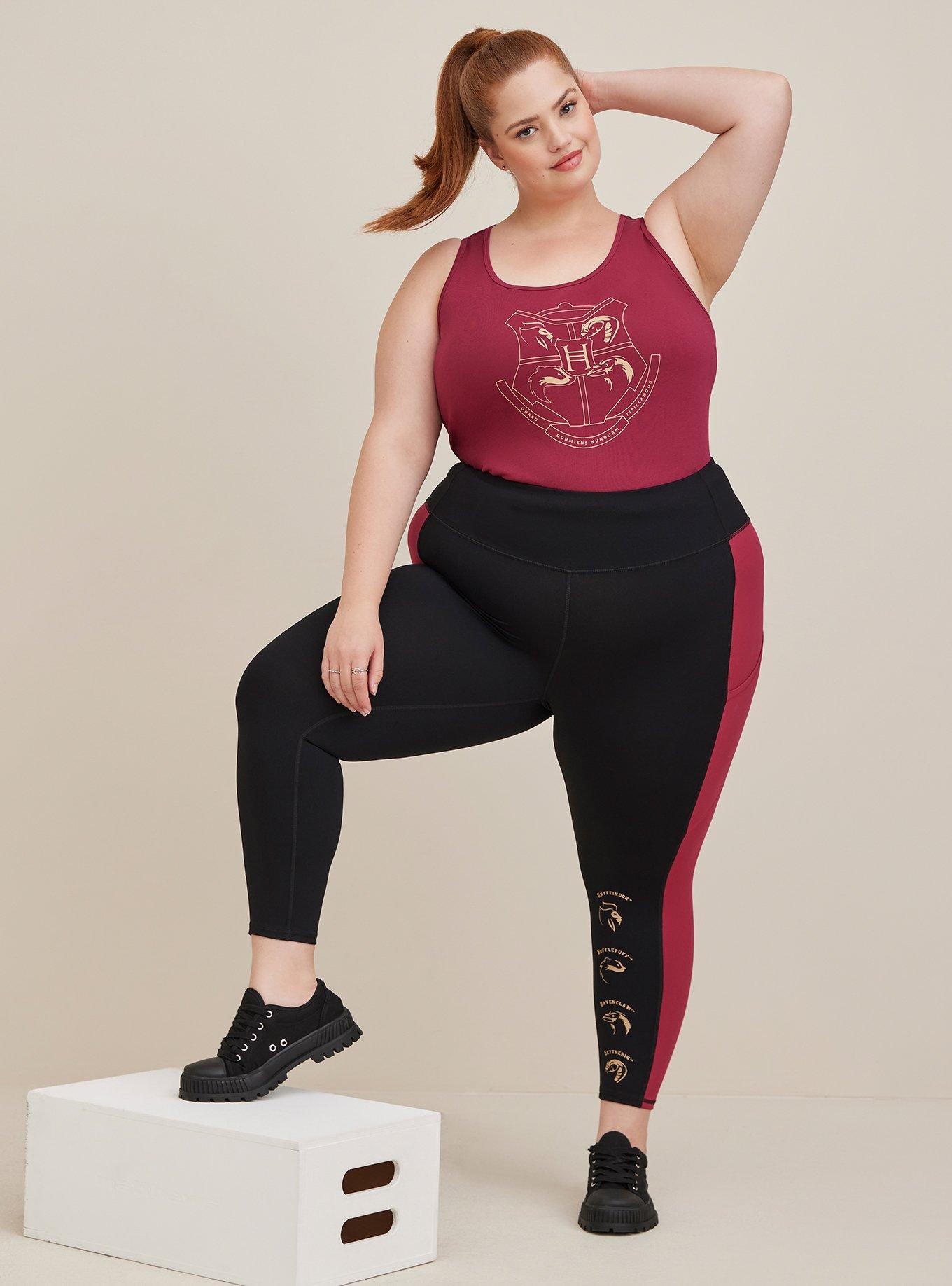 Cali Crop Dark Red Plus Leggings, 1X-4X