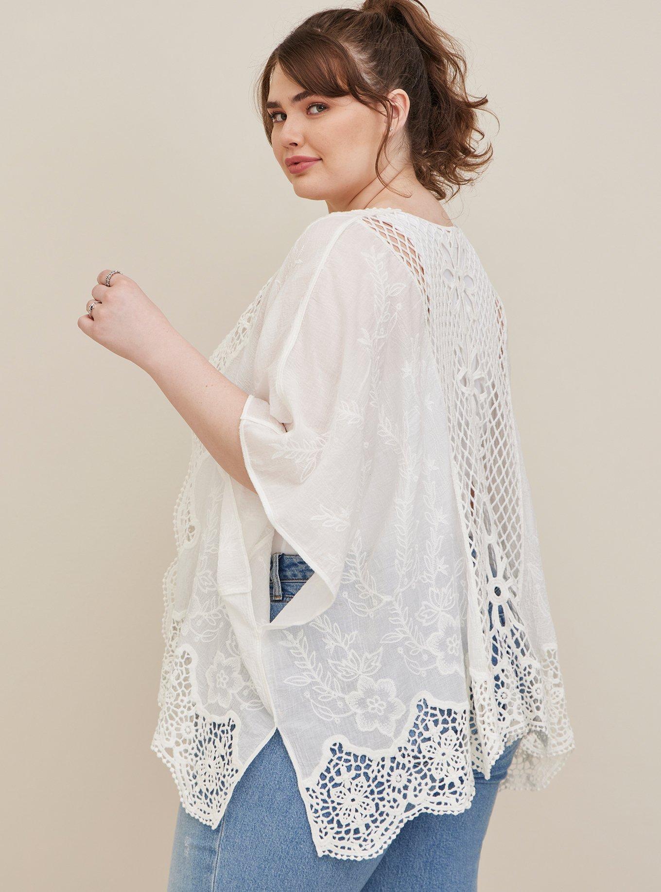 Plus Size Embroidered Ruana With Sleeves Torrid