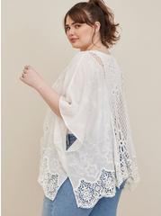 Embroidered Ruana With Sleeves, WHITE, alternate