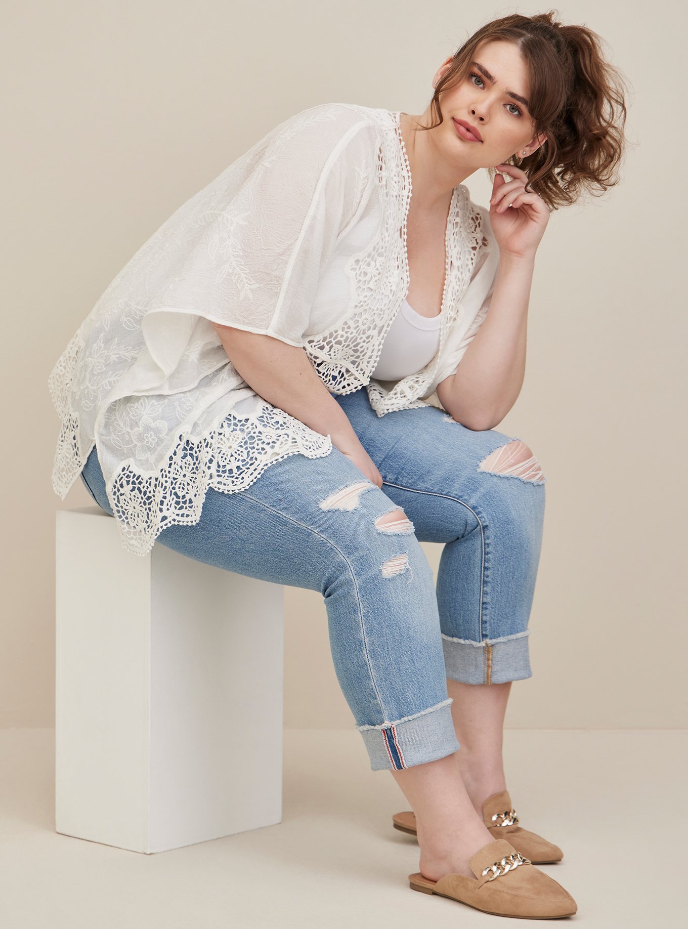 Plus Size - Embroidered Ruana With Sleeves - Torrid