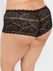 Lace Cheeky Panty With Open Gusset, RICH BLACK, alternate