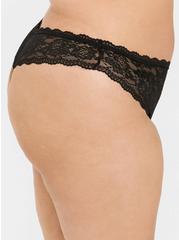 Lace Thong Panty With Open Gusset, RICH BLACK, alternate