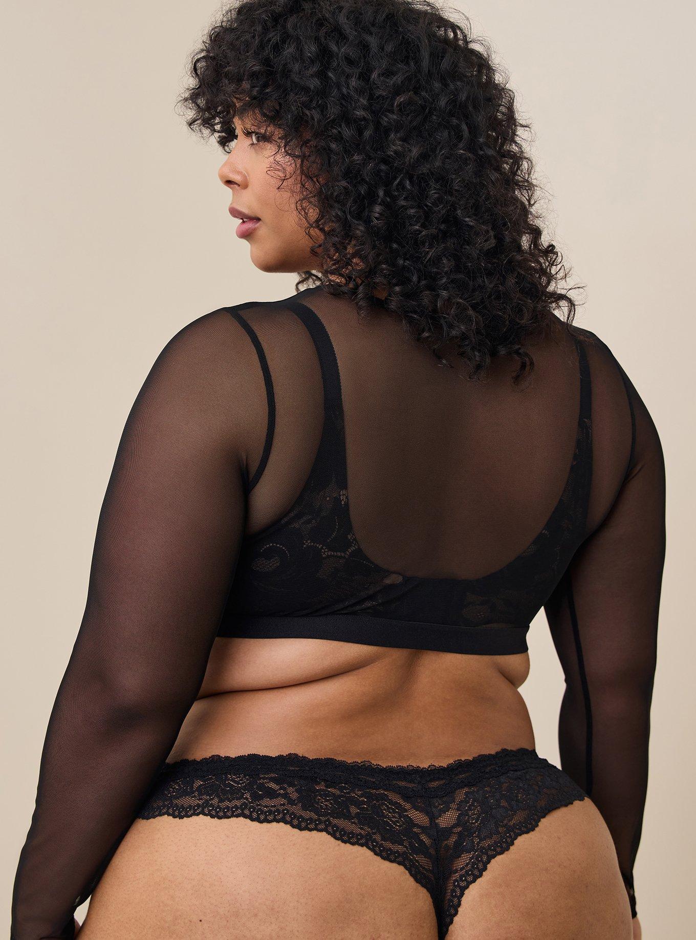 Torrid Black 4-Way Stretch High Waist Lace Thong Panty Plus Size