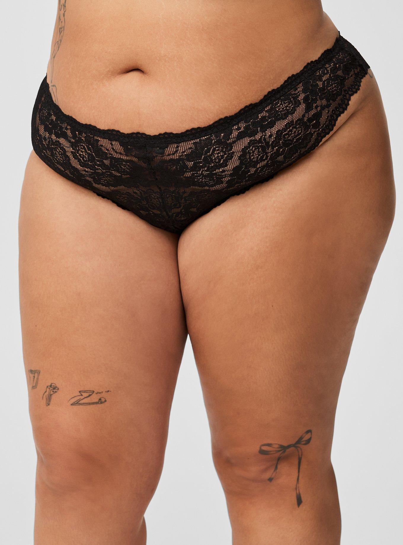 Plus Size - Lace Thong Panty With Open Gusset - Torrid