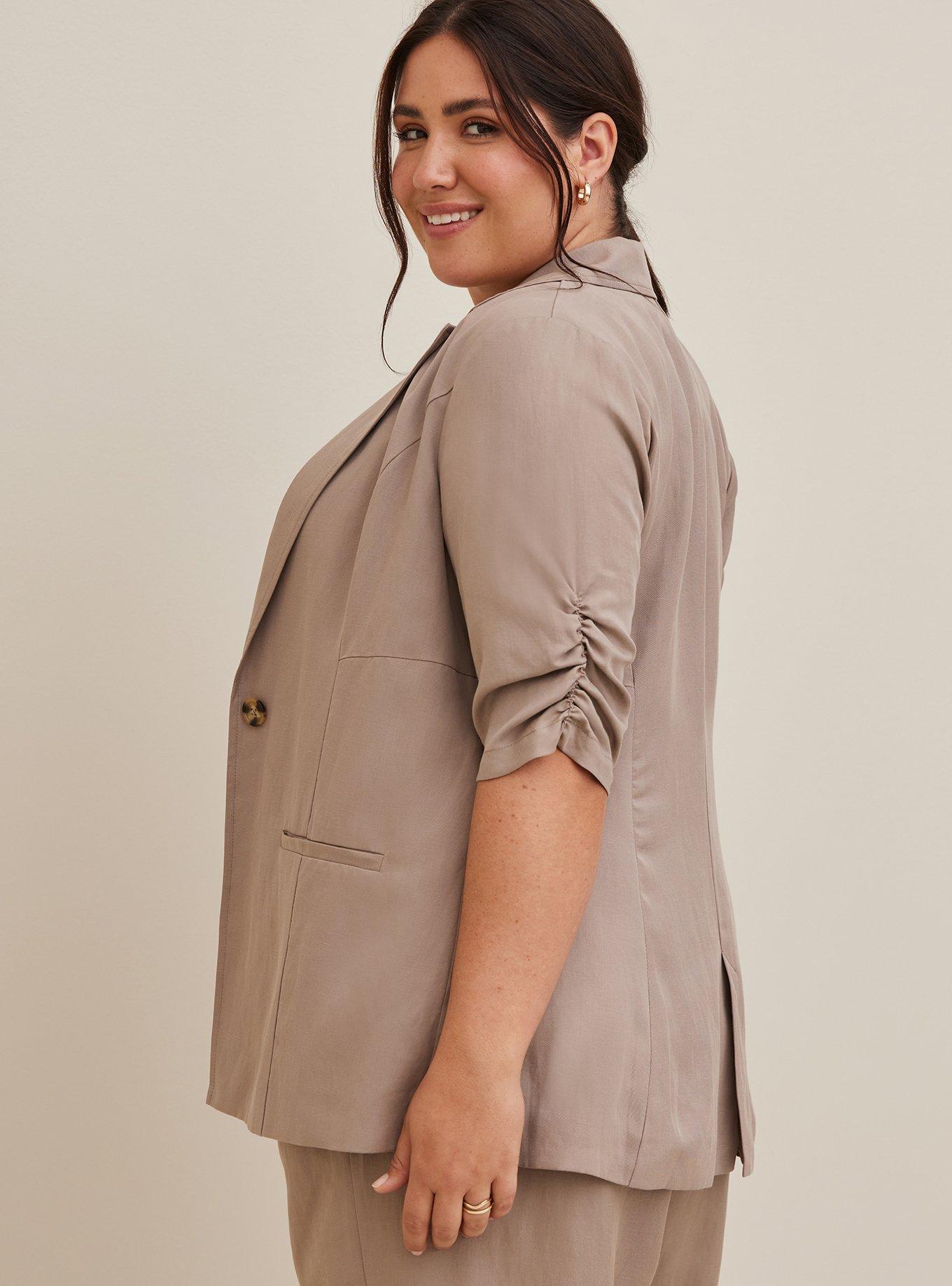 Short sleeve plus size on sale blazer