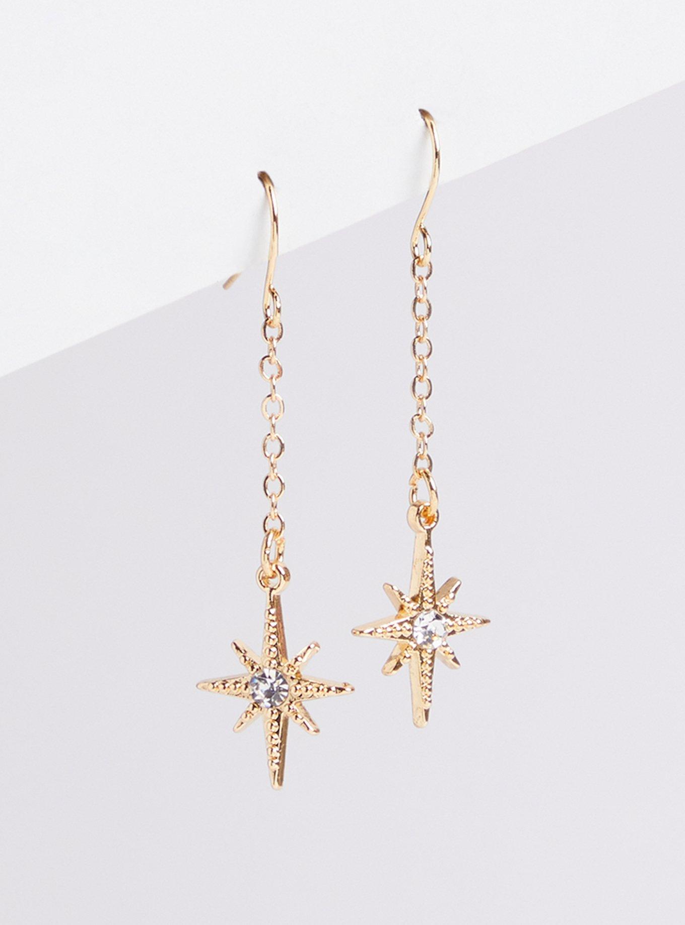 Plus Size Celestial Linear Earring Set of 3 - Gold Tone, , alternate