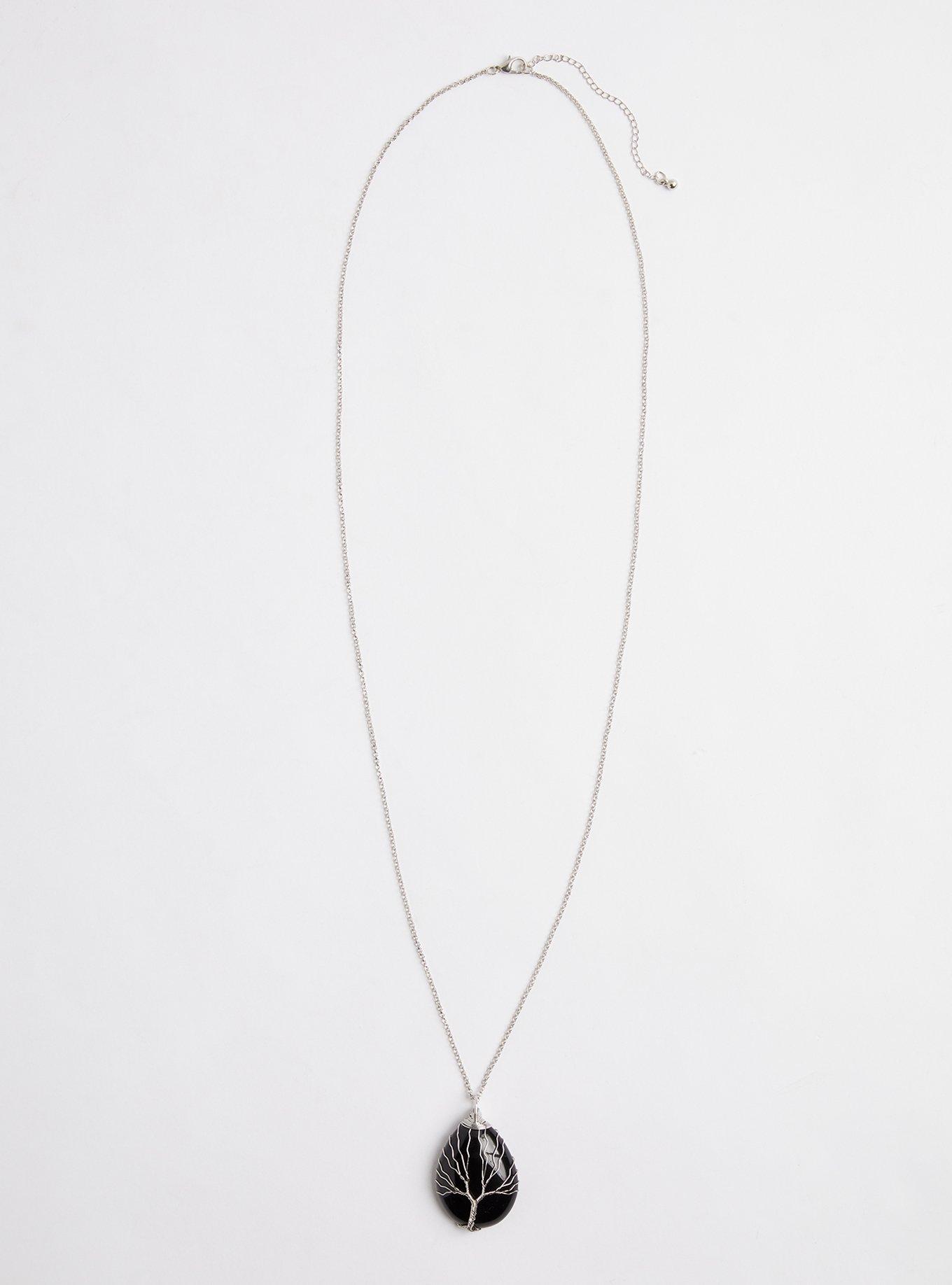 Wire Wrapped Faux Stone Pendant Necklace, , hi-res