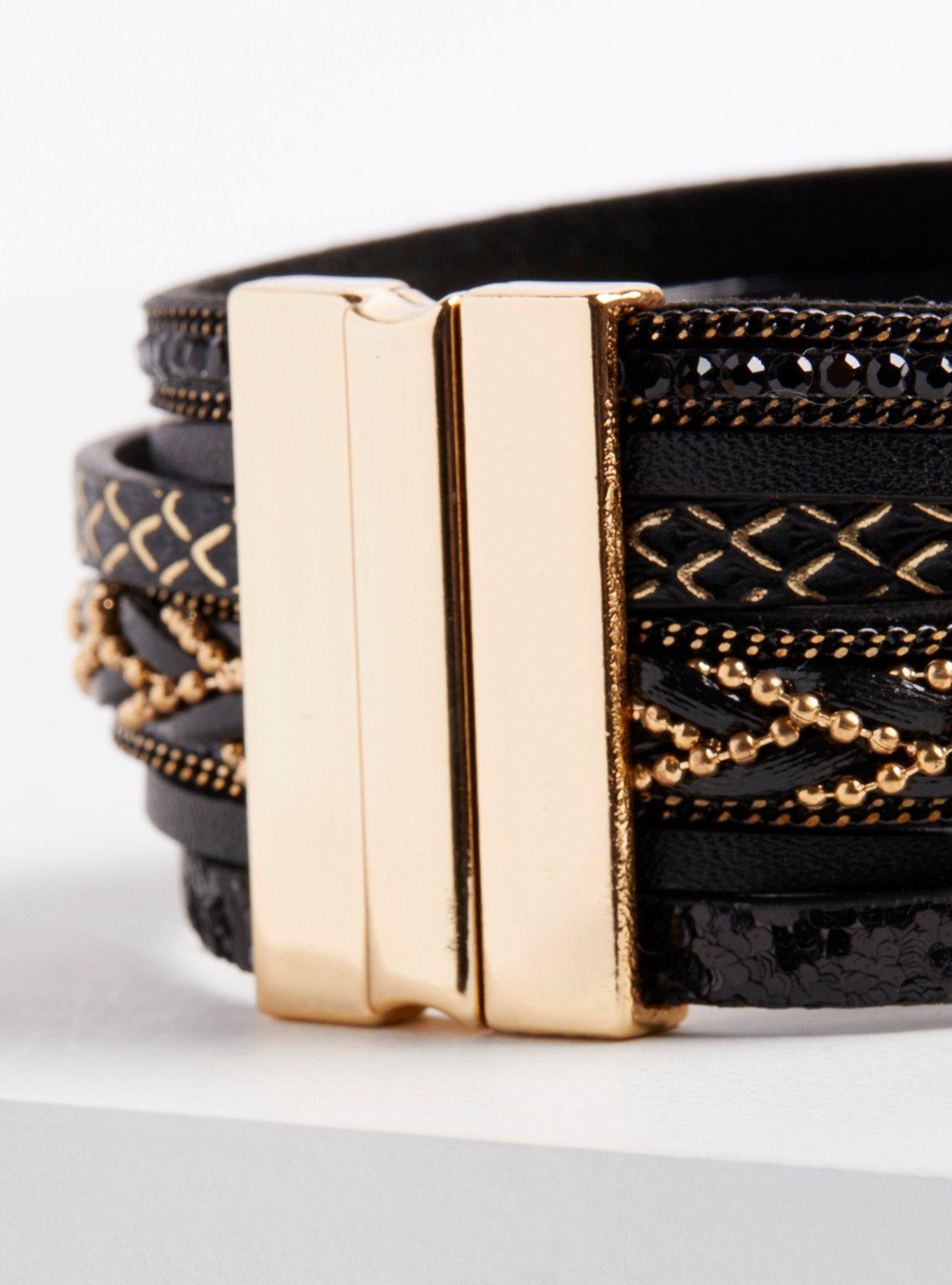 Plus Size Braided Magnetic Bracelet , GOLD, alternate