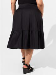 Midi Poplin Tiered Skirt, DEEP BLACK, alternate