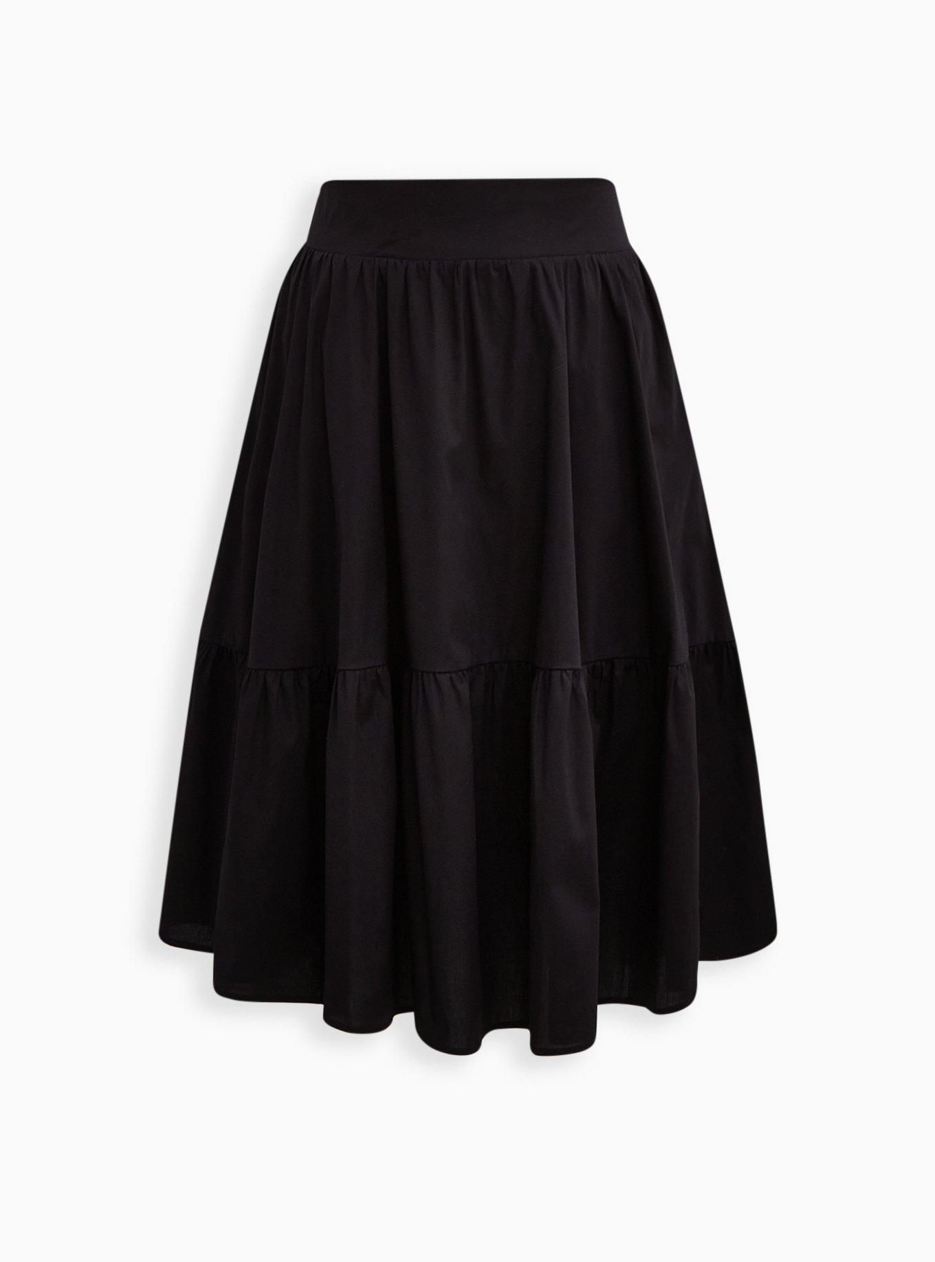 Plus Size - Midi Poplin Tiered Skirt - Torrid