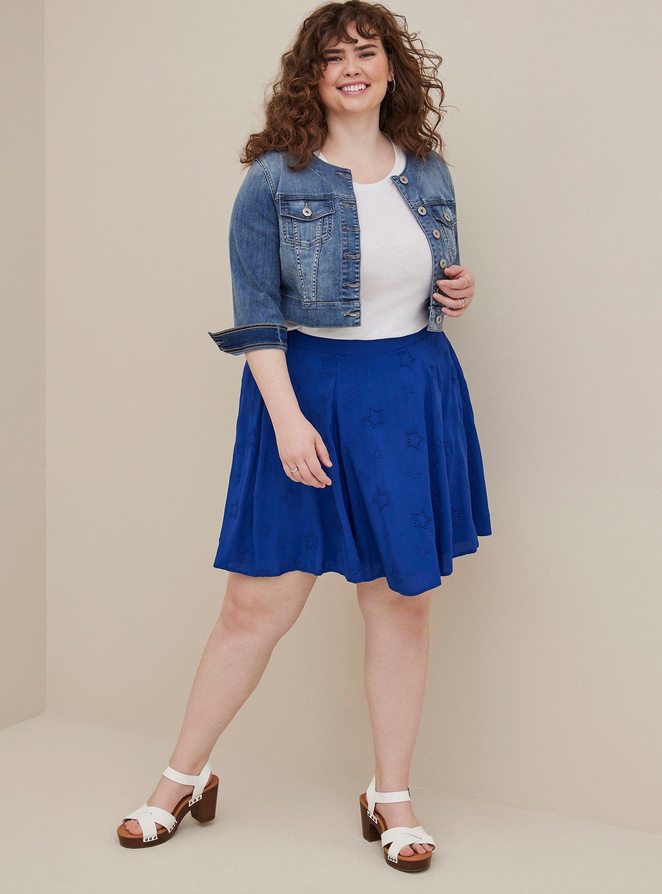 Embroidered Eyelet Skirt - Challis Blue , SODALITE BLUE, alternate