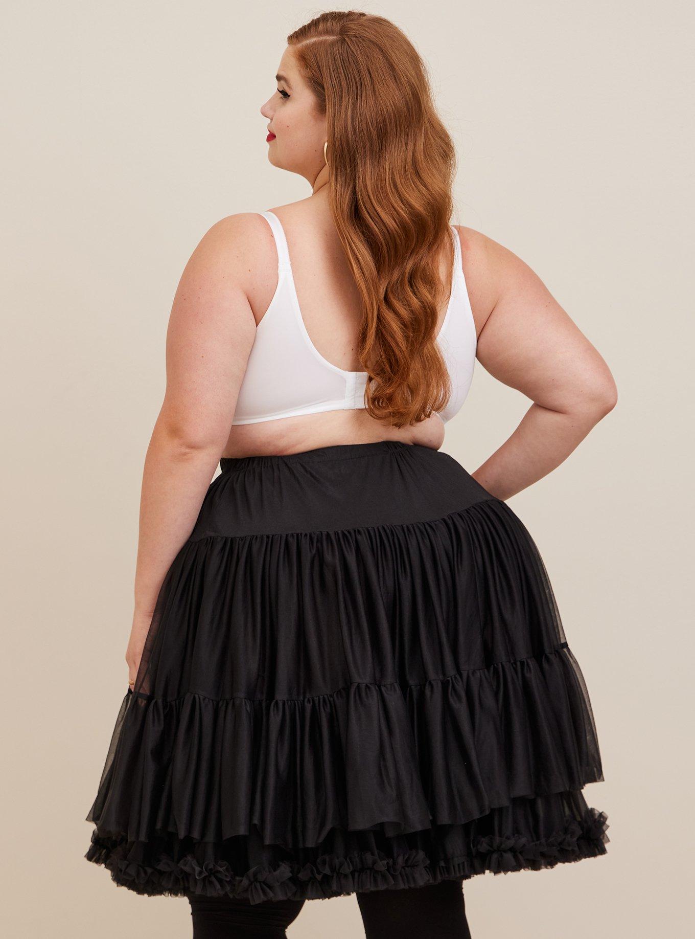 Adult Crinoline Petticoat Tulle Skirt, Black, Plus Size, Wearable