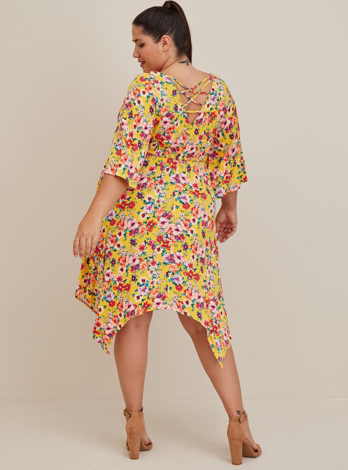 Plus Size - Babydoll Dress - Stretch Challis Floral Yellow - Torrid
