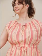 Plus Size Tie Front Mini Dress - Challis Stripes Pink, STRIPE PINK, alternate