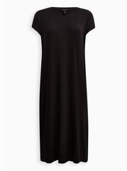 Midi Jersey Tee Shirt Dress, DEEP BLACK, hi-res