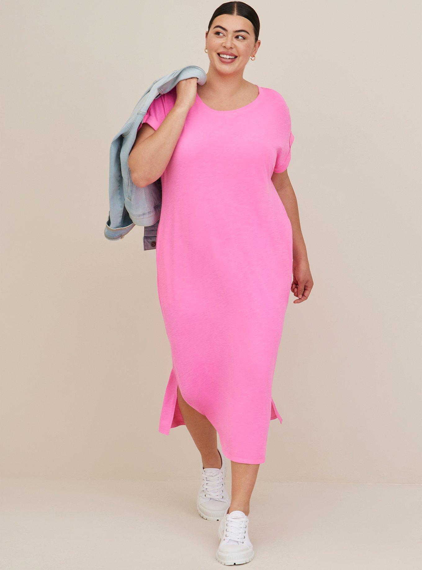 Pink t shirt shop dress plus size