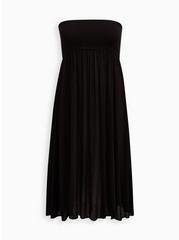 Plus Size Midi Gauze Smocked Convertible Dress, DEEP BLACK, hi-res
