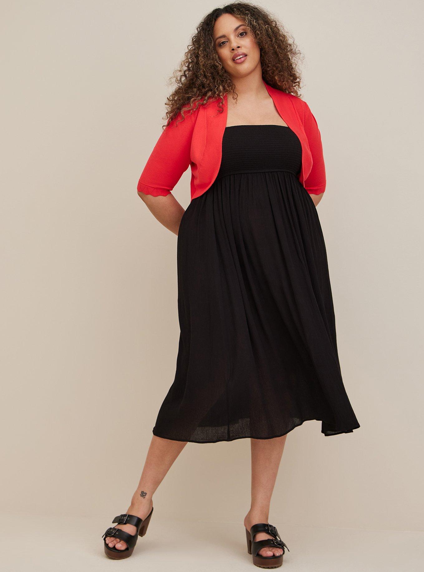 strapless open back dress Vivienne Anzio Red and Black Check Cardigan by Motel Rocks  Black Salt